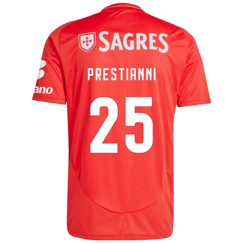 Damen Gianluca Prestianni #25 Rot Weiß Heimtrikot Trikot 2024/25 T-Shirt