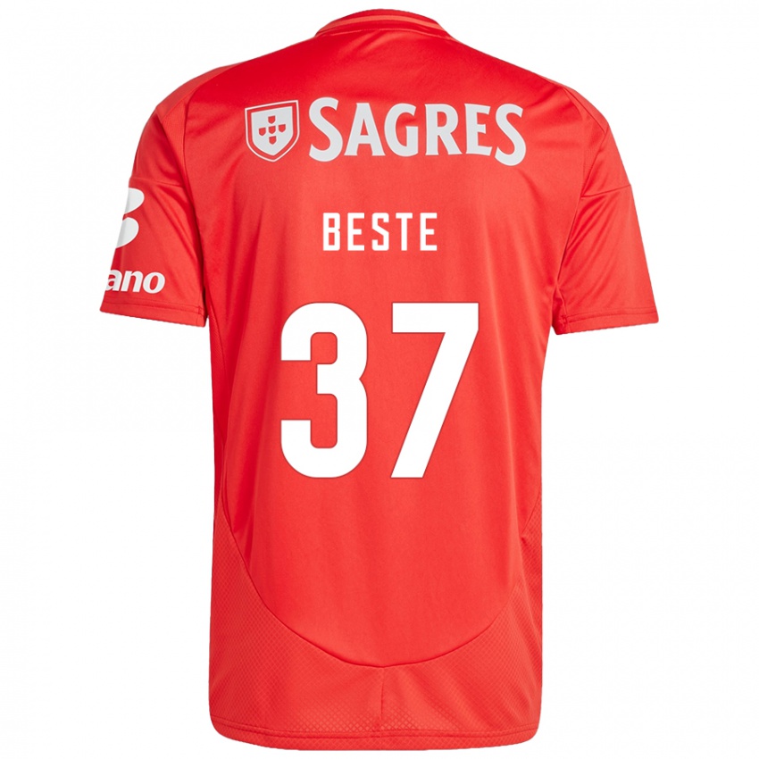 Damen Jan-Niklas Beste #37 Rot Weiß Heimtrikot Trikot 2024/25 T-Shirt