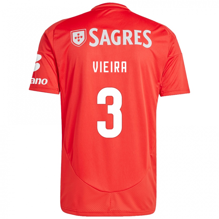 Damen Miguel Vieira #3 Rot Weiß Heimtrikot Trikot 2024/25 T-Shirt