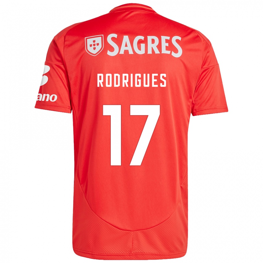 Damen Tiago Rodrigues #17 Rot Weiß Heimtrikot Trikot 2024/25 T-Shirt