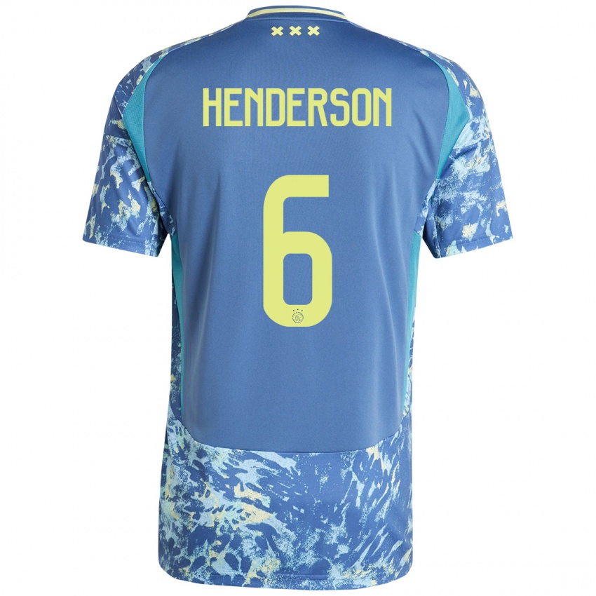 Damen Jordan Henderson #6 Grau Blau Gelb Auswärtstrikot Trikot 2024/25 T-Shirt