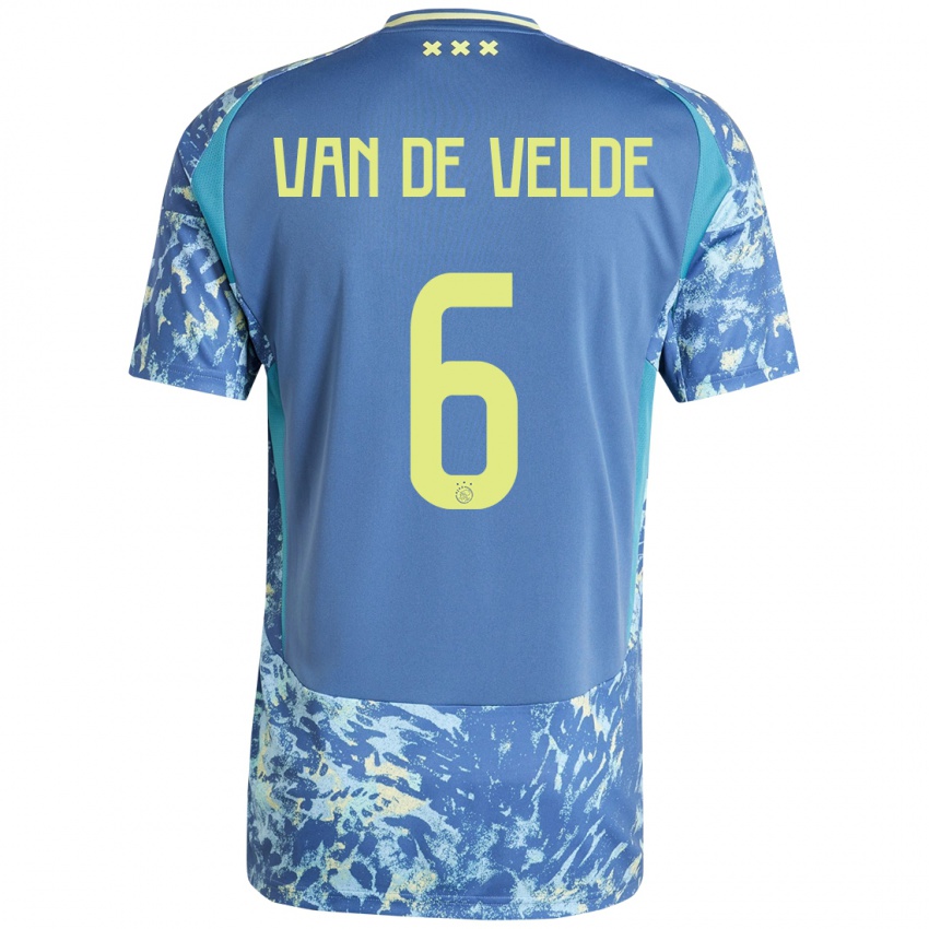 Damen Jonna Van De Velde #6 Grau Blau Gelb Auswärtstrikot Trikot 2024/25 T-Shirt