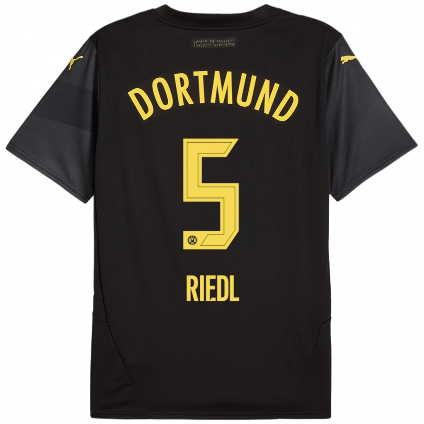 Damen Jan-Luca Riedl #5 Schwarz Gelb Auswärtstrikot Trikot 2024/25 T-Shirt