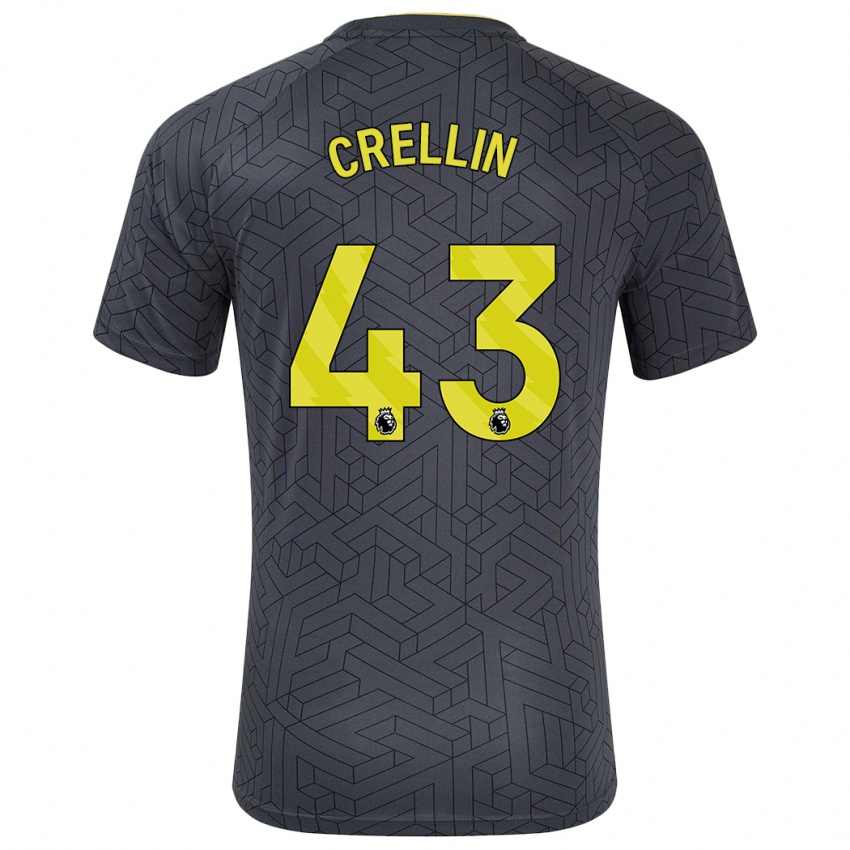 Damen Billy Crellin #43 Schwarz Gelb Auswärtstrikot Trikot 2024/25 T-Shirt