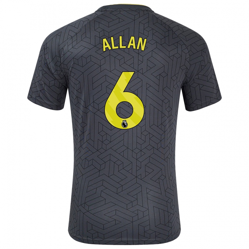 Damen Allan #6 Schwarz Gelb Auswärtstrikot Trikot 2024/25 T-Shirt