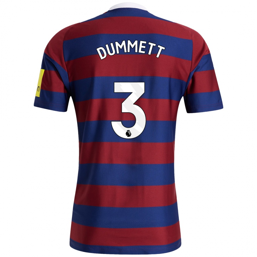 Damen Paul Dummett #3 Burgunderrot Marineblau Auswärtstrikot Trikot 2024/25 T-Shirt