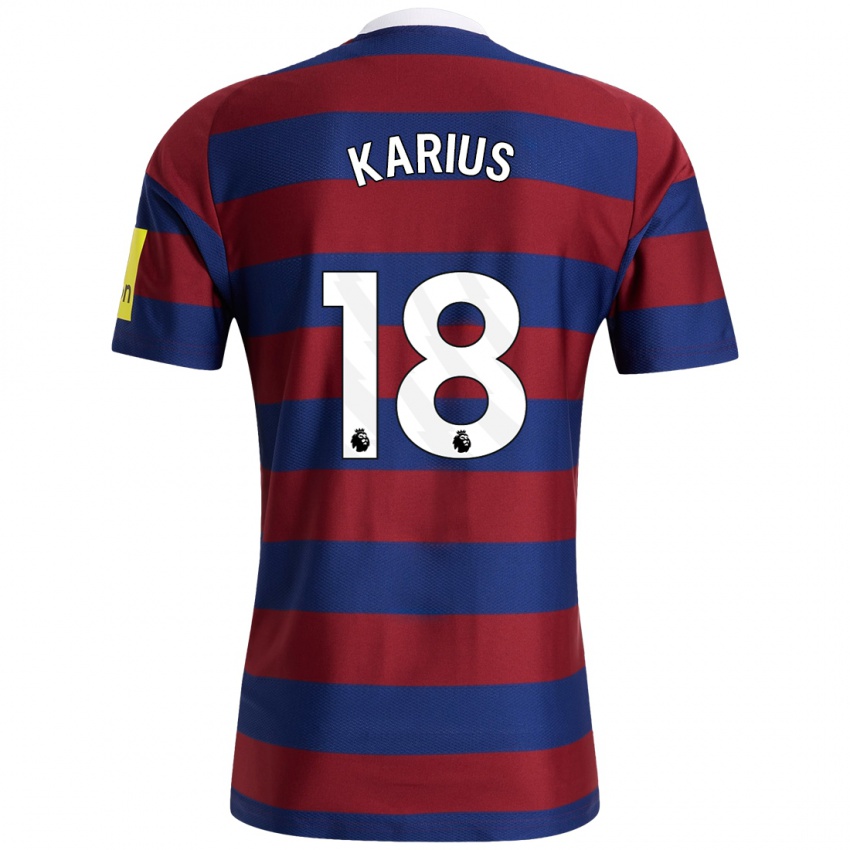 Damen Loris Karius #18 Burgunderrot Marineblau Auswärtstrikot Trikot 2024/25 T-Shirt