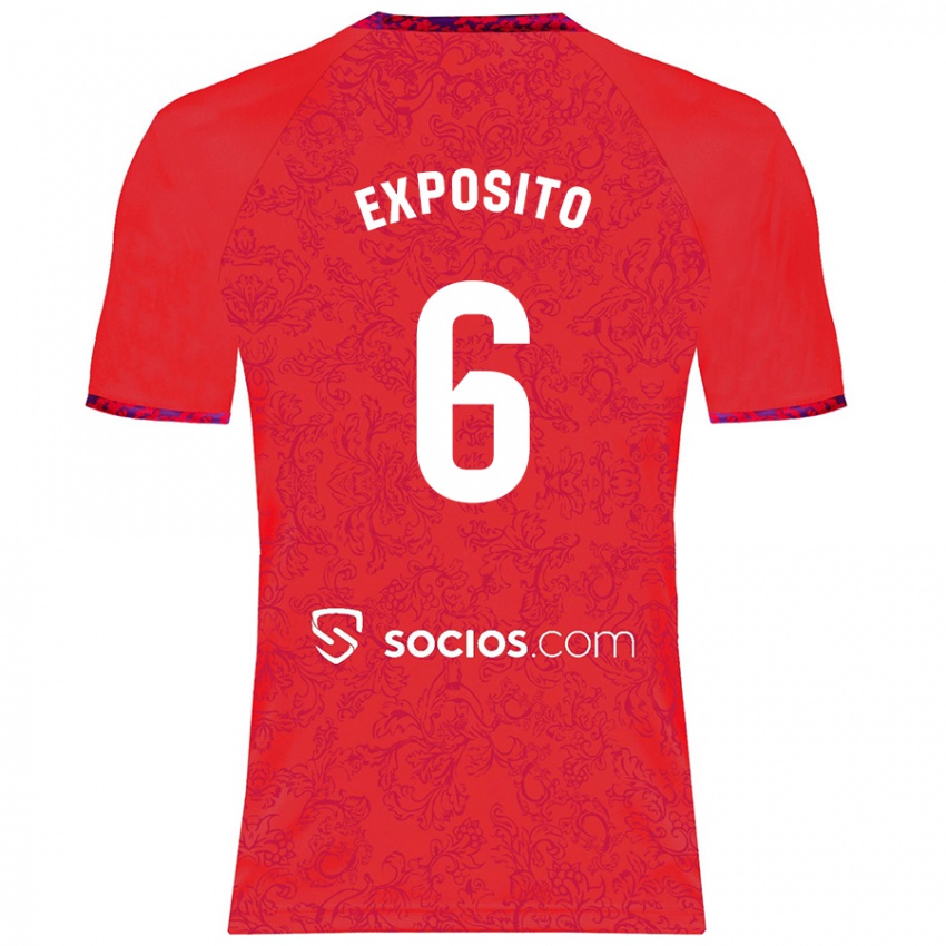 Damen Marcelo Exposito #6 Rot Auswärtstrikot Trikot 2024/25 T-Shirt