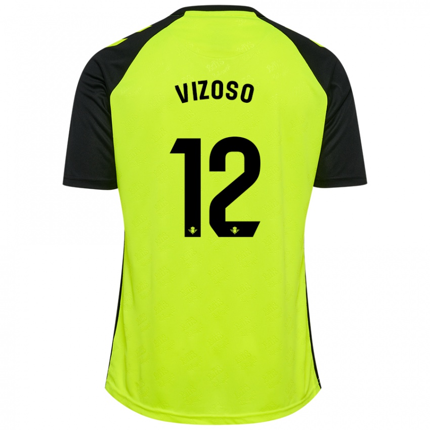 Damen Paula Vizoso Prieto #12 Fluoreszierendes Gelb Schwarz Auswärtstrikot Trikot 2024/25 T-Shirt