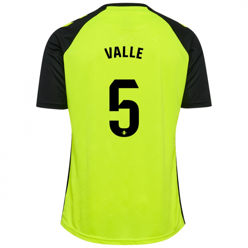 Damen María Valle López #5 Fluoreszierendes Gelb Schwarz Auswärtstrikot Trikot 2024/25 T-Shirt