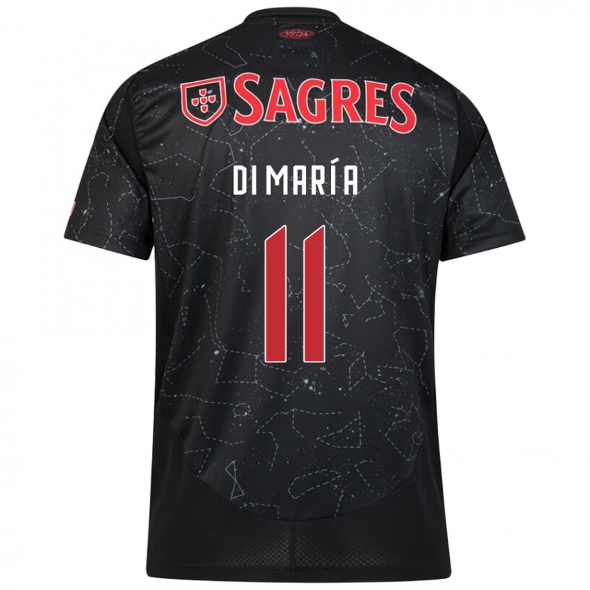 Damen Angel Di Maria #11 Schwarz Rot Auswärtstrikot Trikot 2024/25 T-Shirt