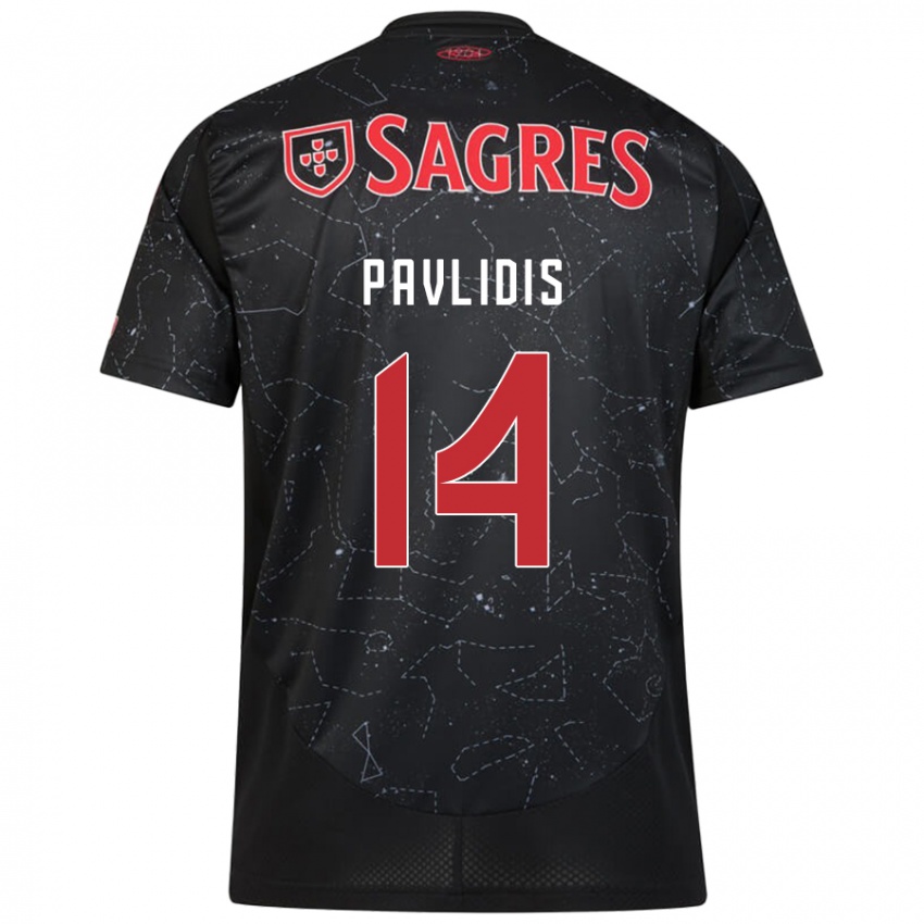 Damen Vangelis Pavlidis #14 Schwarz Rot Auswärtstrikot Trikot 2024/25 T-Shirt