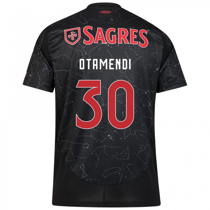 Damen Nicolas Otamendi #30 Schwarz Rot Auswärtstrikot Trikot 2024/25 T-Shirt