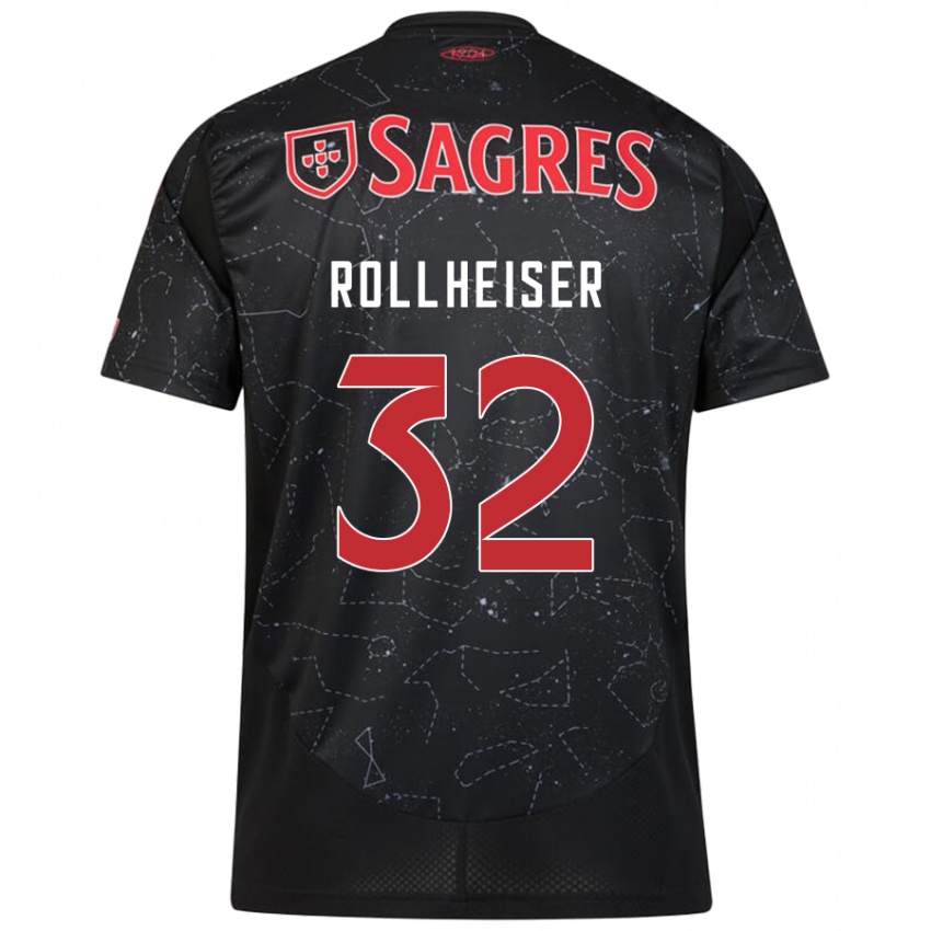 Damen Benjamín Rollheiser #32 Schwarz Rot Auswärtstrikot Trikot 2024/25 T-Shirt