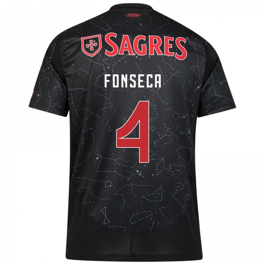 Damen João Fonseca #4 Schwarz Rot Auswärtstrikot Trikot 2024/25 T-Shirt