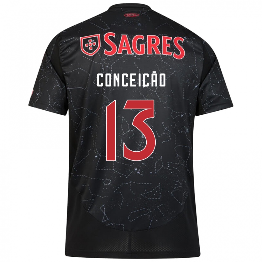 Damen João Conceição #13 Schwarz Rot Auswärtstrikot Trikot 2024/25 T-Shirt