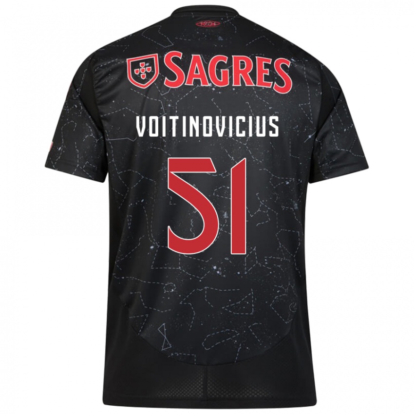 Damen Arnas Voitinovicius #51 Schwarz Rot Auswärtstrikot Trikot 2024/25 T-Shirt