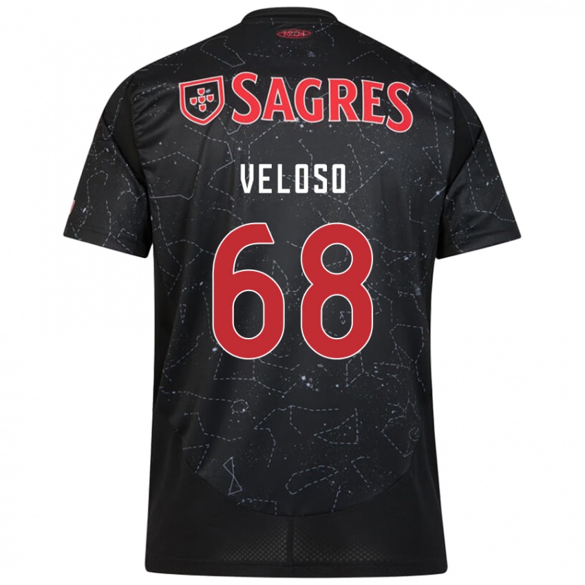 Damen João Veloso #68 Schwarz Rot Auswärtstrikot Trikot 2024/25 T-Shirt