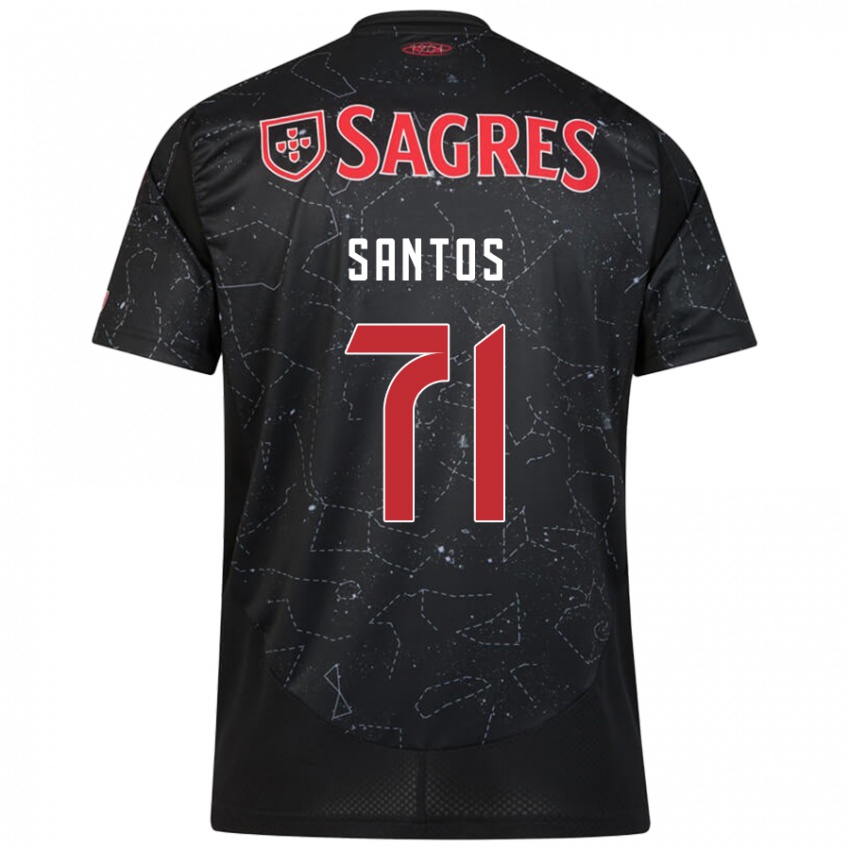 Damen Leandro Santos #71 Schwarz Rot Auswärtstrikot Trikot 2024/25 T-Shirt