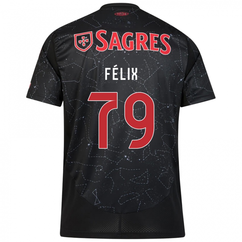 Damen Hugo Félix #79 Schwarz Rot Auswärtstrikot Trikot 2024/25 T-Shirt