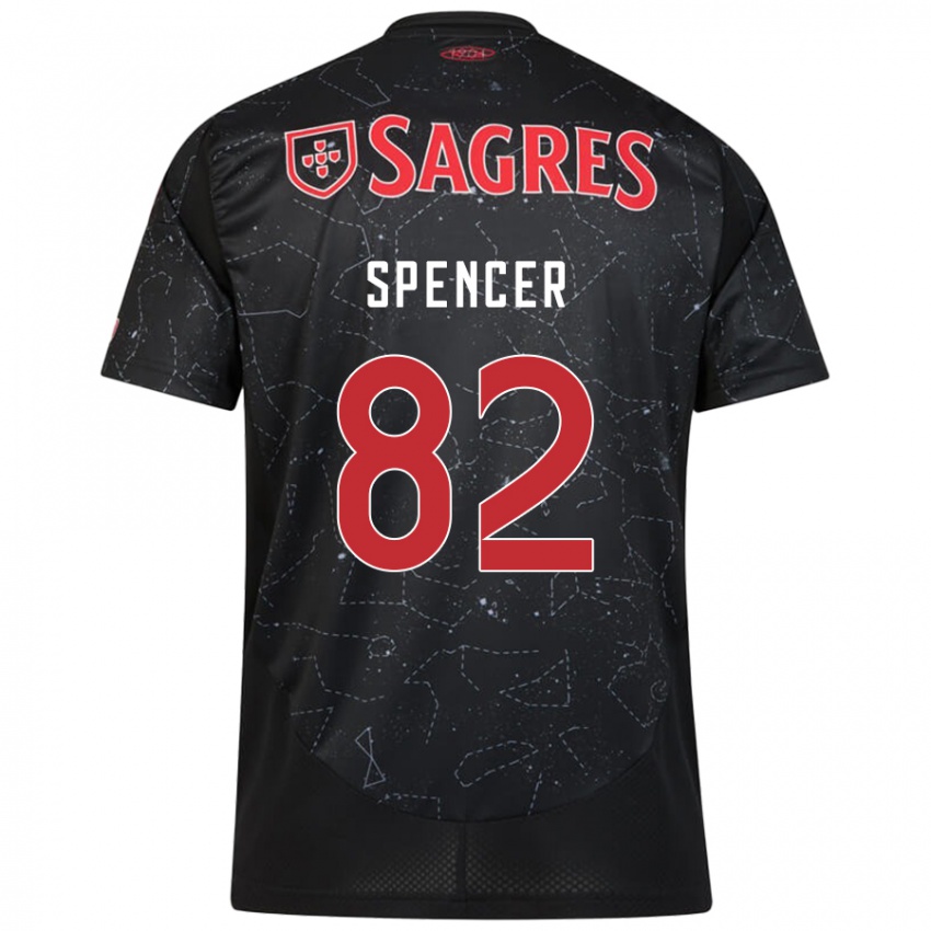 Damen Diogo Spencer #82 Schwarz Rot Auswärtstrikot Trikot 2024/25 T-Shirt