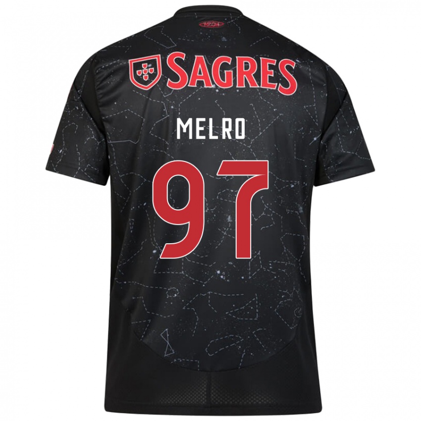 Damen José Melro #97 Schwarz Rot Auswärtstrikot Trikot 2024/25 T-Shirt