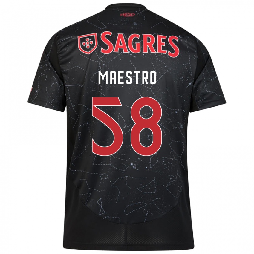 Damen Maestro #58 Schwarz Rot Auswärtstrikot Trikot 2024/25 T-Shirt