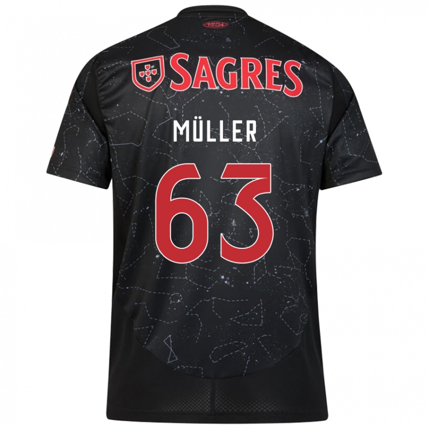 Damen José Müller #63 Schwarz Rot Auswärtstrikot Trikot 2024/25 T-Shirt