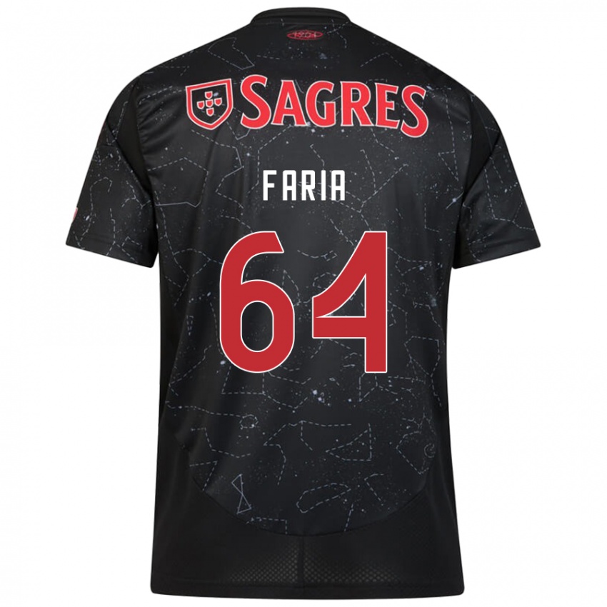 Damen Hugo Faria #64 Schwarz Rot Auswärtstrikot Trikot 2024/25 T-Shirt