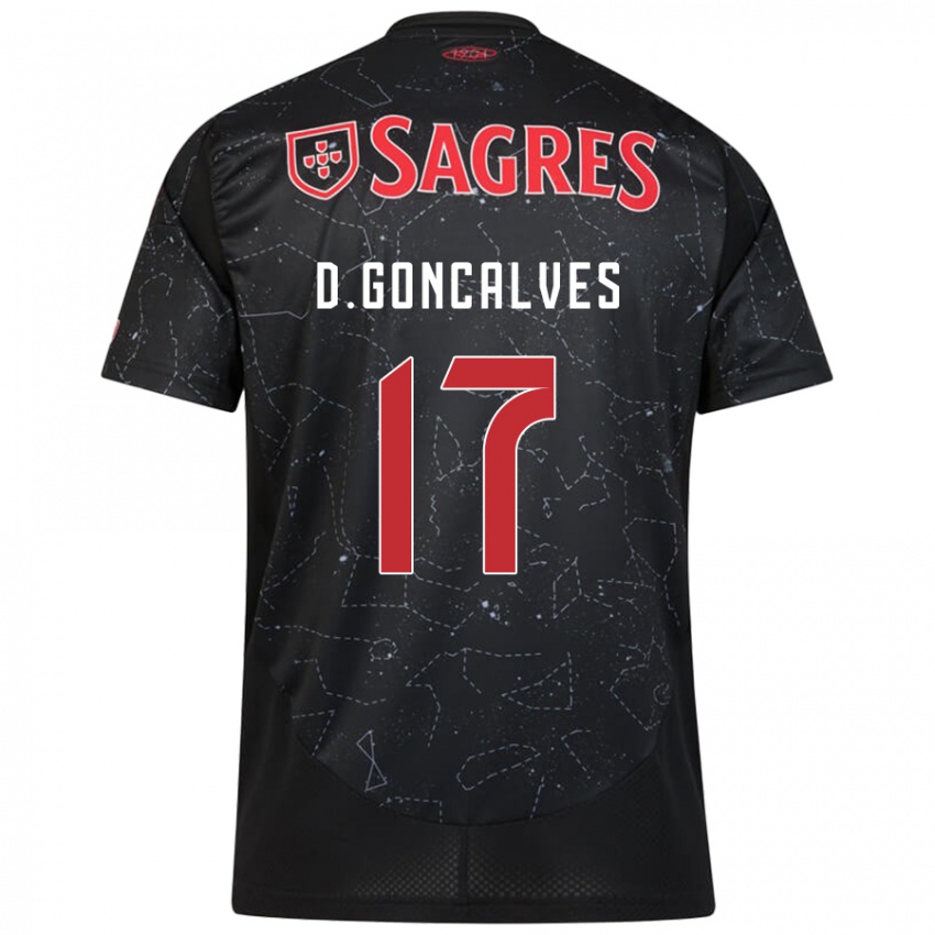 Damen Diogo Goncalves #17 Schwarz Rot Auswärtstrikot Trikot 2024/25 T-Shirt