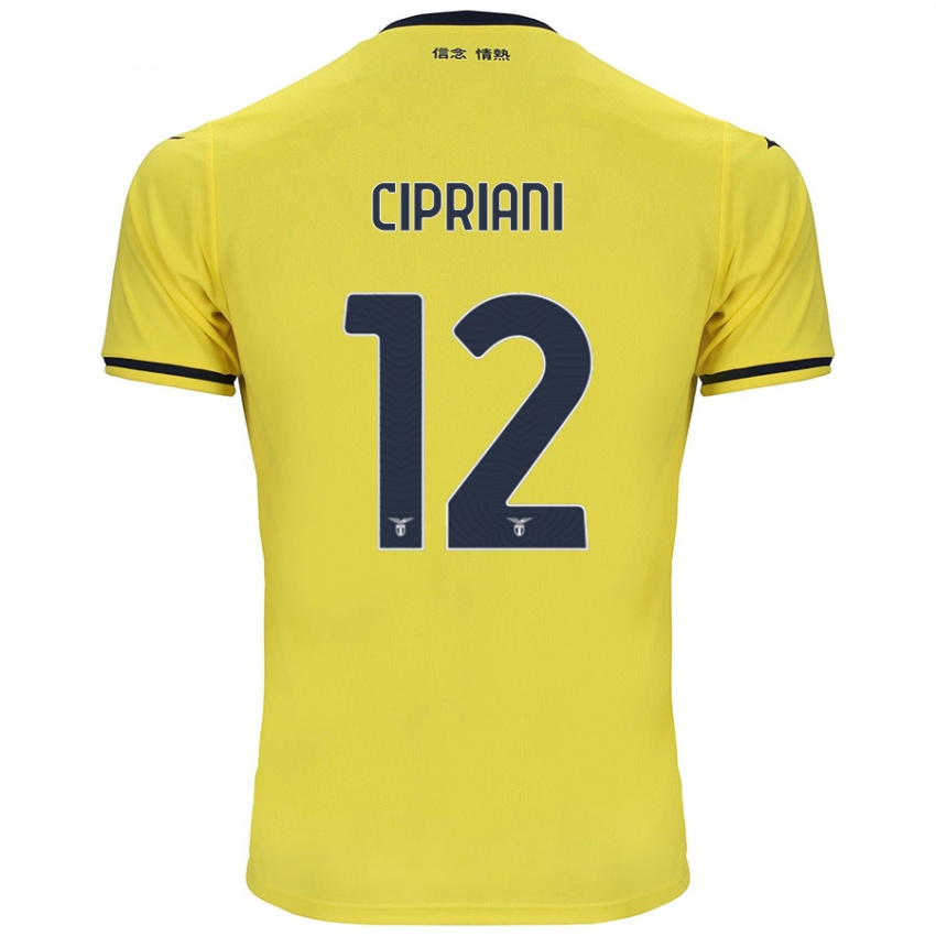 Damen Alessio Cipriani #12 Gelb Auswärtstrikot Trikot 2024/25 T-Shirt