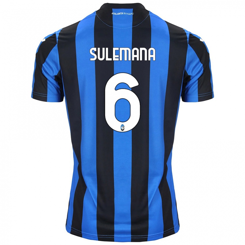 Kinder Ibrahim Sulemana #6 Blau Schwarz Heimtrikot Trikot 2024/25 T-Shirt