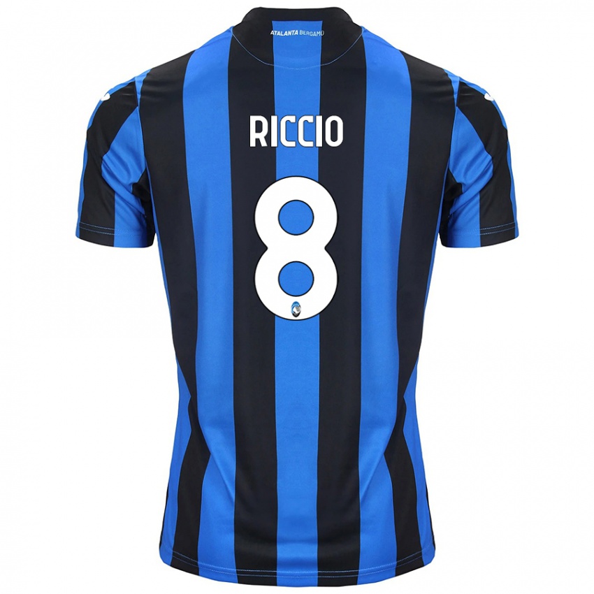 Kinder Lorenzo Riccio #8 Blau Schwarz Heimtrikot Trikot 2024/25 T-Shirt