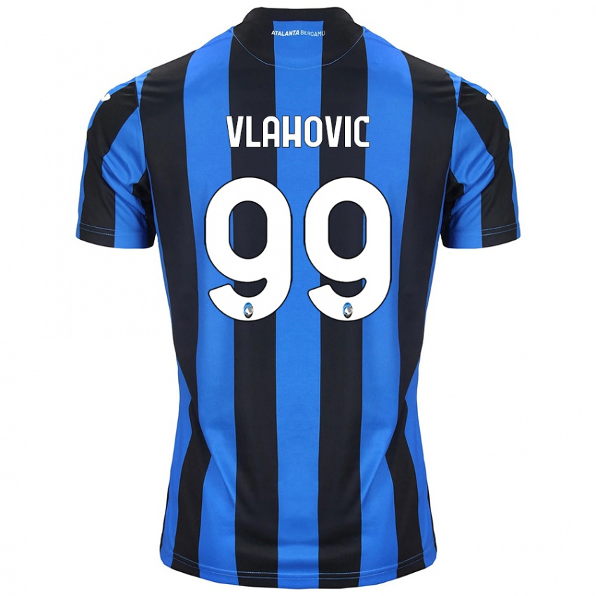 Kinder Vanja Vlahovic #99 Blau Schwarz Heimtrikot Trikot 2024/25 T-Shirt