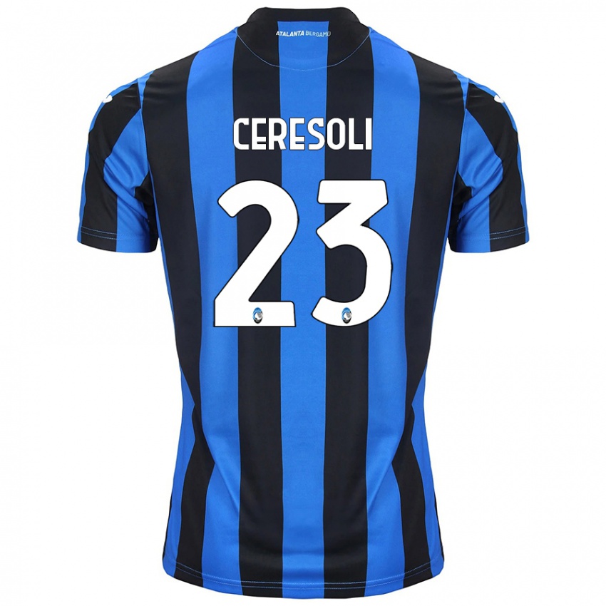 Kinder Andrea Ceresoli #23 Blau Schwarz Heimtrikot Trikot 2024/25 T-Shirt