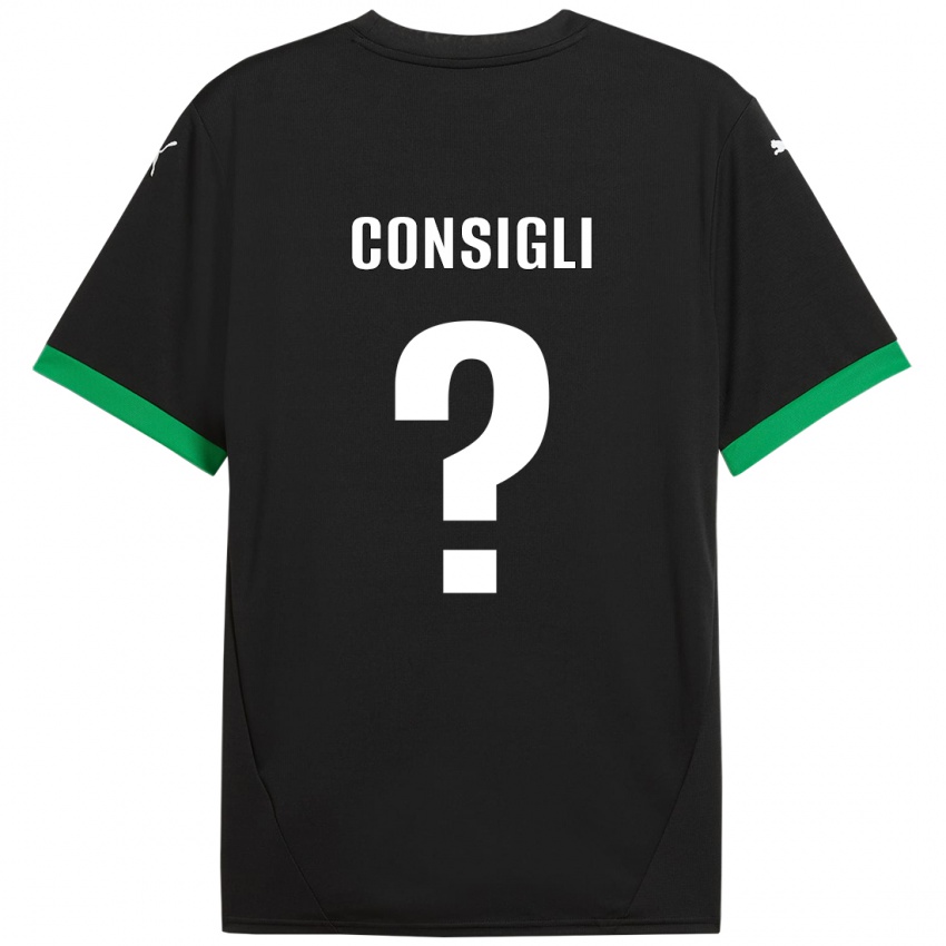 Kinder Andrea Consigli #0 Schwarz Dunkelgrün Heimtrikot Trikot 2024/25 T-Shirt