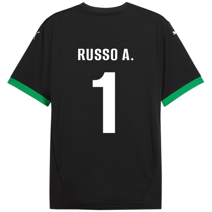 Kinder Alessandro Russo #1 Schwarz Dunkelgrün Heimtrikot Trikot 2024/25 T-Shirt