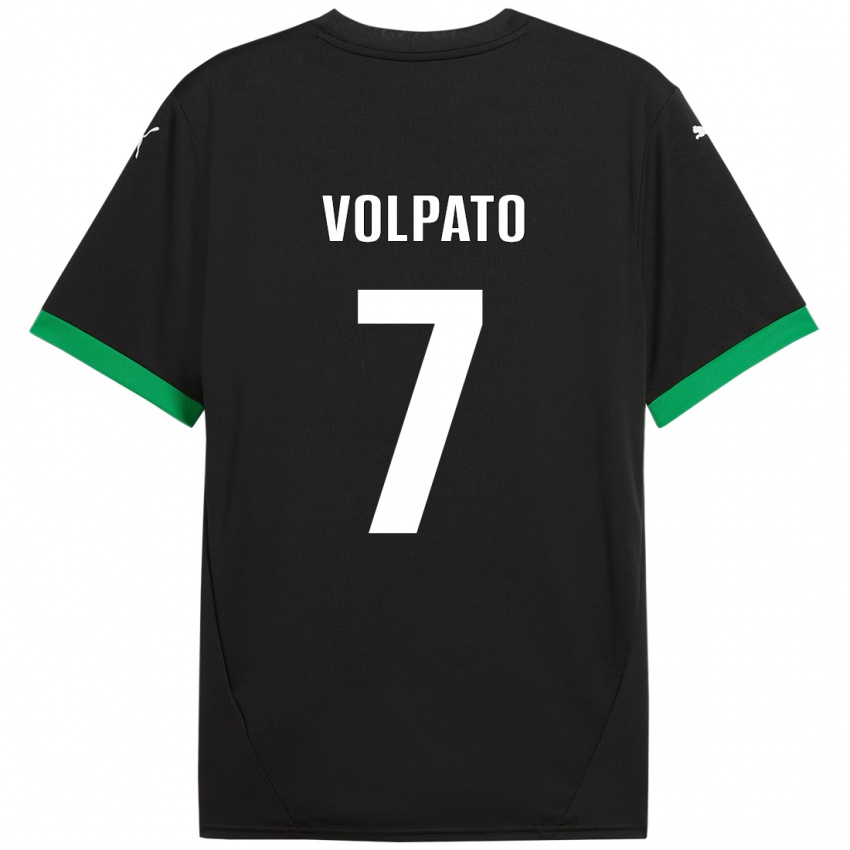 Kinder Cristian Volpato #7 Schwarz Dunkelgrün Heimtrikot Trikot 2024/25 T-Shirt