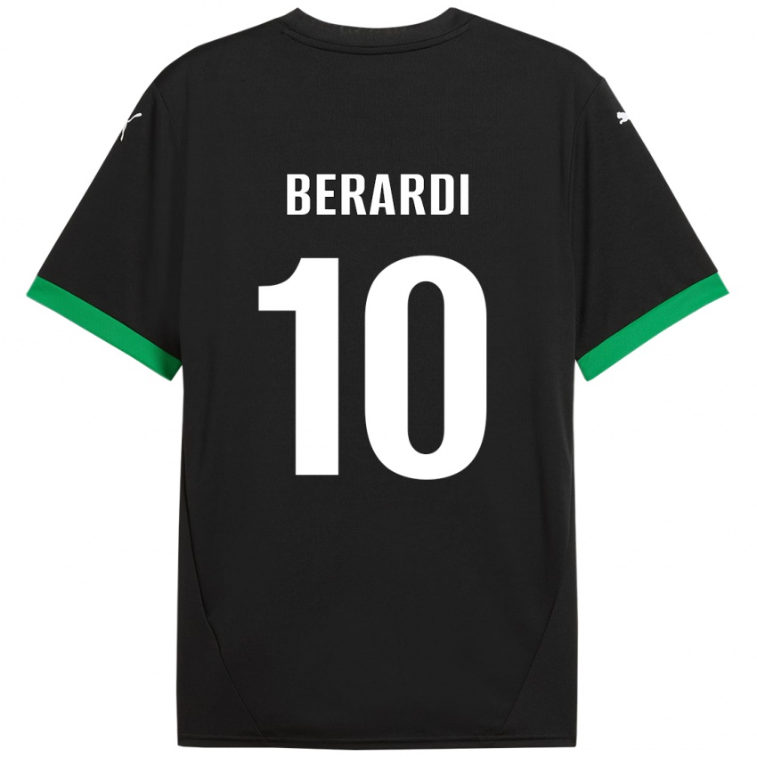 Kinder Domenico Berardi #10 Schwarz Dunkelgrün Heimtrikot Trikot 2024/25 T-Shirt