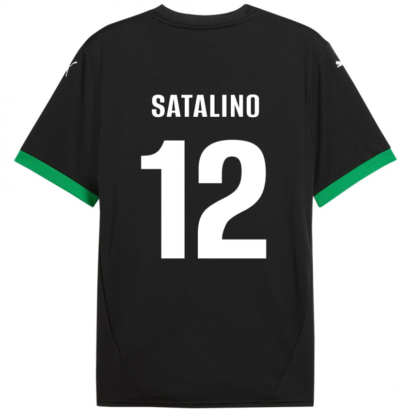 Kinder Giacomo Satalino #12 Schwarz Dunkelgrün Heimtrikot Trikot 2024/25 T-Shirt