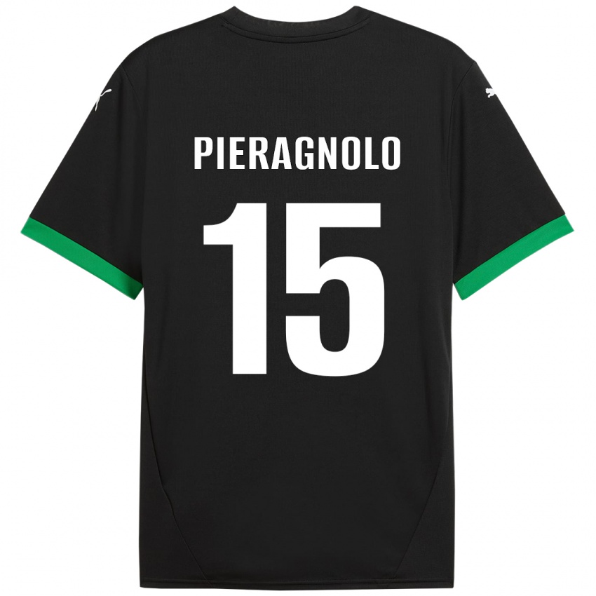 Kinder Edoardo Pieragnolo #15 Schwarz Dunkelgrün Heimtrikot Trikot 2024/25 T-Shirt