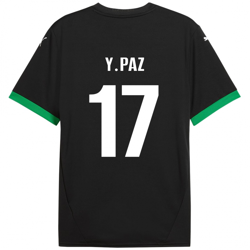 Kinder Yeferson Paz #17 Schwarz Dunkelgrün Heimtrikot Trikot 2024/25 T-Shirt