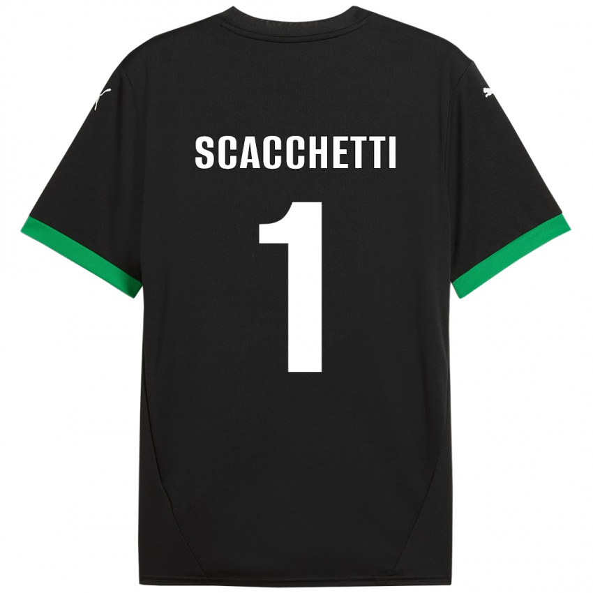 Kinder Alessandro Scacchetti #1 Schwarz Dunkelgrün Heimtrikot Trikot 2024/25 T-Shirt