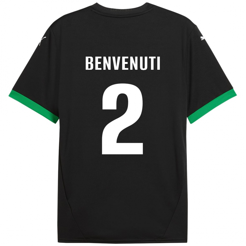 Kinder Giacomo Benvenuti #2 Schwarz Dunkelgrün Heimtrikot Trikot 2024/25 T-Shirt