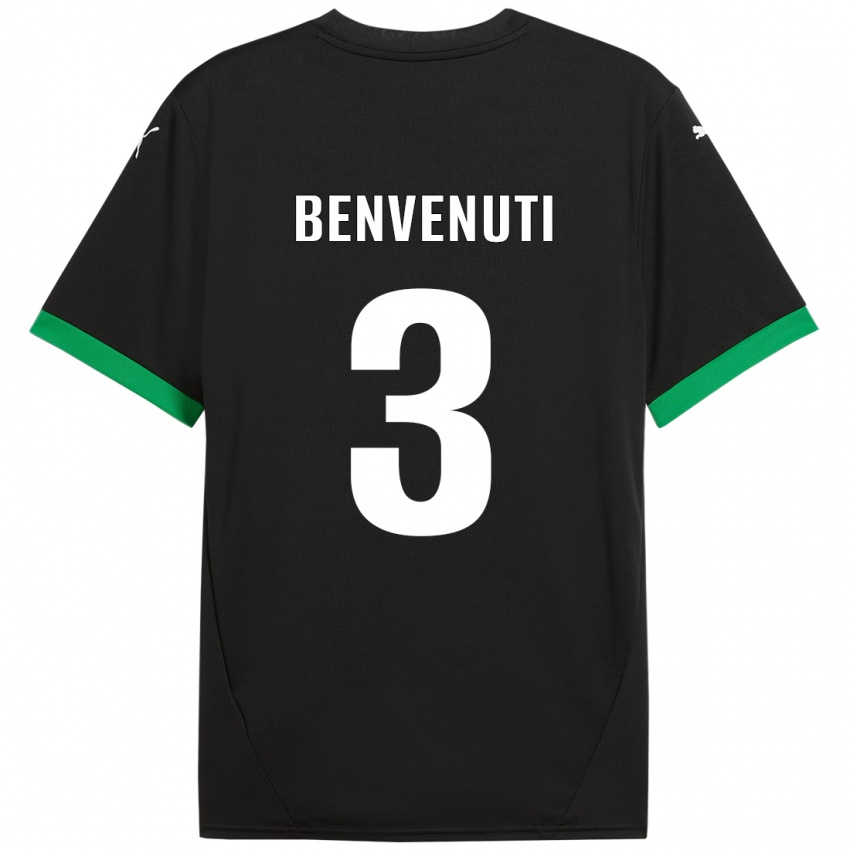 Kinder Tommaso Benvenuti #3 Schwarz Dunkelgrün Heimtrikot Trikot 2024/25 T-Shirt