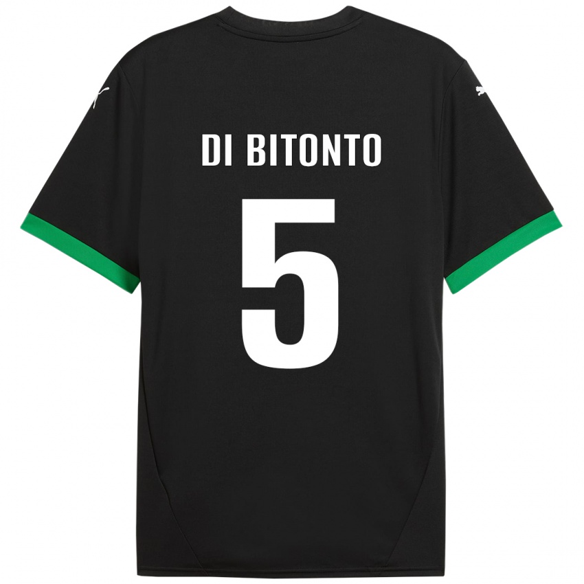 Kinder Alessandro Di Bitonto #5 Schwarz Dunkelgrün Heimtrikot Trikot 2024/25 T-Shirt