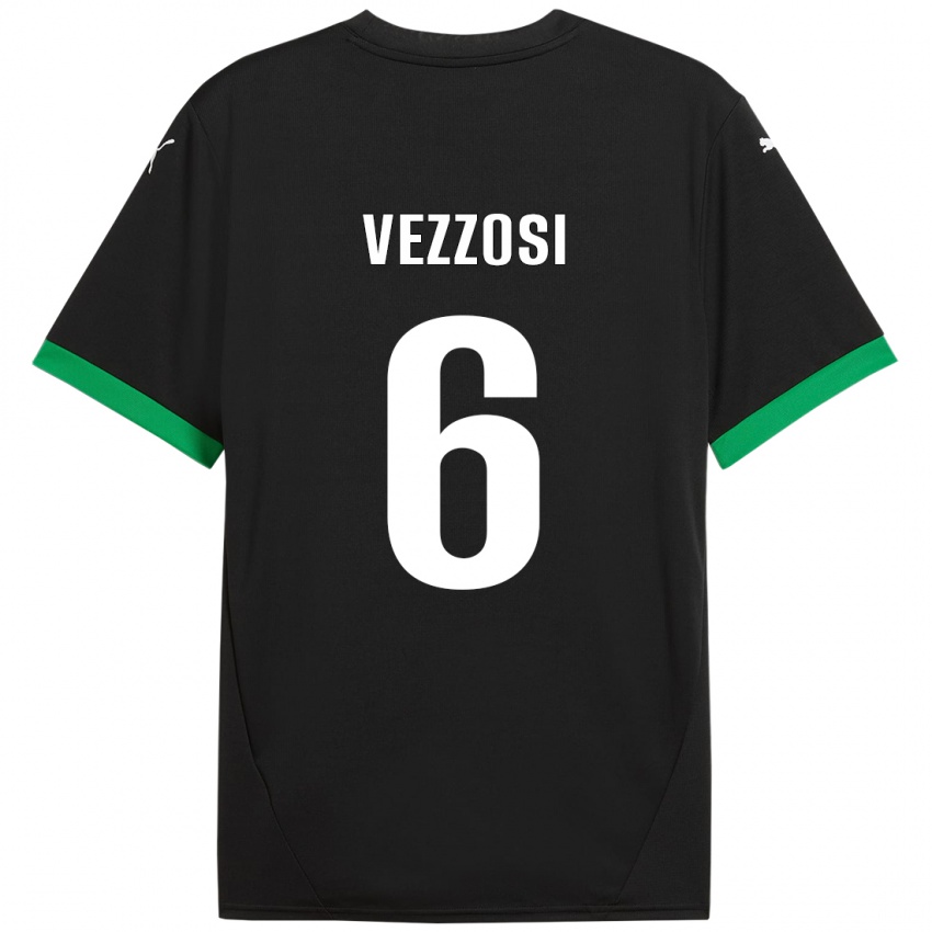 Kinder Giorgio Vezzosi #6 Schwarz Dunkelgrün Heimtrikot Trikot 2024/25 T-Shirt