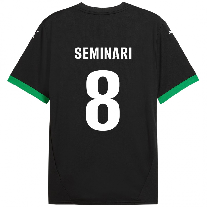 Kinder Giacomo Seminari #8 Schwarz Dunkelgrün Heimtrikot Trikot 2024/25 T-Shirt