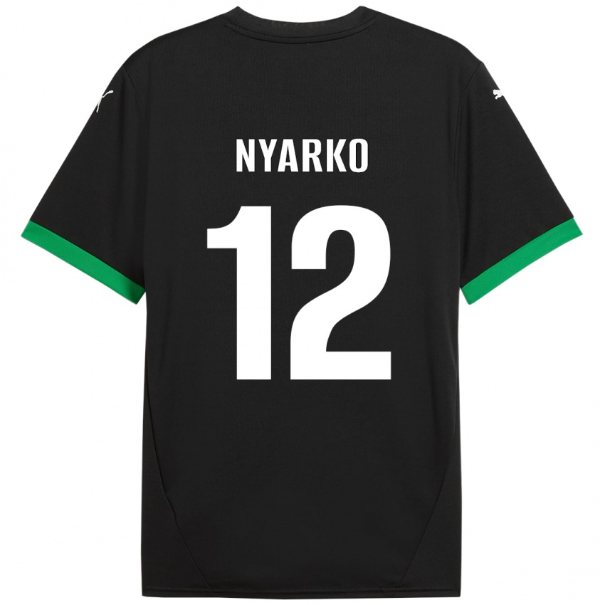 Kinder Lorenzo Nyarko #12 Schwarz Dunkelgrün Heimtrikot Trikot 2024/25 T-Shirt