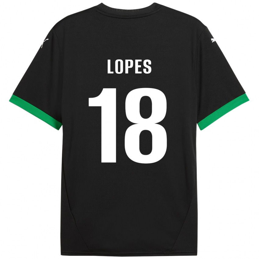 Kinder Emerick Lopes #18 Schwarz Dunkelgrün Heimtrikot Trikot 2024/25 T-Shirt